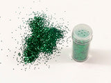 Vibrant 10g green glitter for crafting, perfect for adding sparkle to art, scrapbooking, and DIY projects.