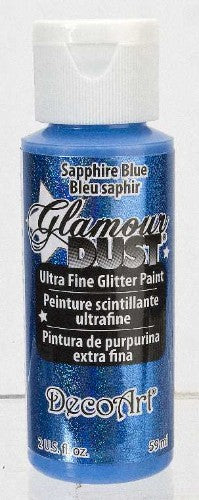 Ultra-fine Sapphire Blue glitter paint for arts & crafts, enhancing projects with enchanting sparkle and superior coverage.