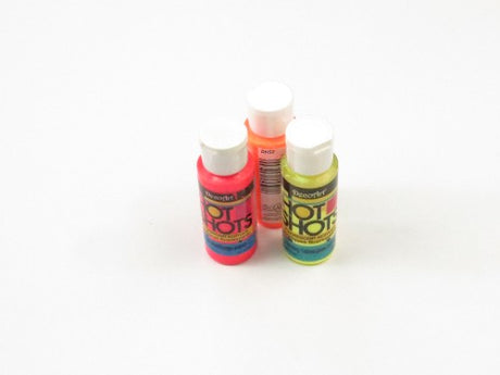Bright thermal green acrylic paint, ideal for arts and crafts, glows under black lights, safe, and quick-drying for various projects.