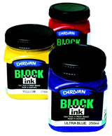 Premium 250ml white block printing ink for lino and wood projects, non-toxic, water-based, and easy to clean.