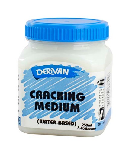 Derivan 250ml Cracking Medium bottle, designed for creating unique cracked effects in acrylic paintings.