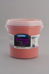 Vibrant 1L Bright Orange water-based Derivan Screen Ink, perfect for safe fabric printing and tie-dyeing projects.