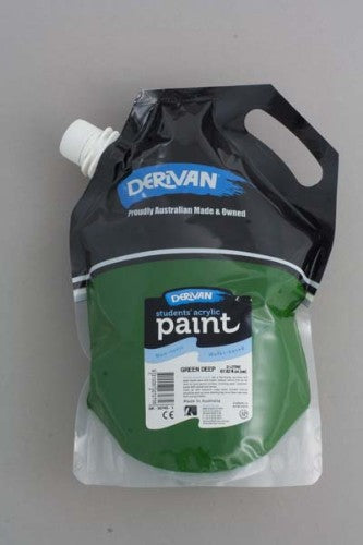 Acrylic paint in Eco Green Deep, 2L, ideal for students, smooth consistency for color mixing and versatile art techniques.