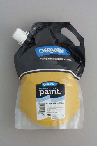 Derivan Student 2L Eco Yellow Oxide Acrylic Paint, smooth, vibrant, eco-friendly, ideal for art education and creative projects.