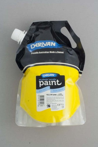 A vibrant 2L Eco Yellow acrylic paint ideal for art education, color mixing, and various painting techniques.