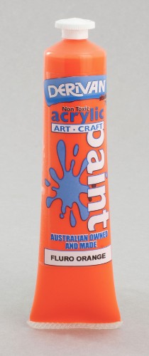 Vibrant Fluro Orange acrylic paint in a 75ml tube, perfect for various techniques and color mixing.