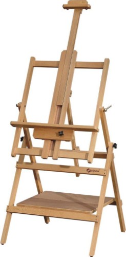 Multi-Function Easel in beech wood, adjustable for various canvas sizes, perfect for artists and educators.