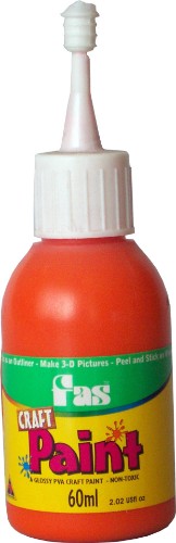 Vibrant orange Fas Craft Glue 60ml for strong, precise adhesion in various DIY projects like paper, fabric, and wood.