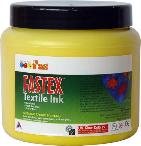 Heat Set Ink - Fas Textile Ink 1ltr in vibrant yellow, ideal for smooth, layered screen printing on light fabrics.