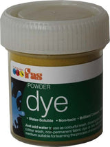 Vibrant 30g ochre water-soluble dye for safe, non-permanent fabric and art projects; ideal for kids and creative activities.