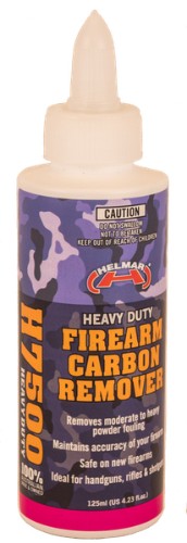 Helmar H7500 Carbon Remover 125ml bottle for effective cleaning and maintenance of firearms, safe for all materials.