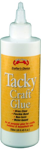 Helmar Tacky Glue 250ml bottle, all-purpose adhesive for crafting, clear drying, thick, fast-drying, water-based formula.