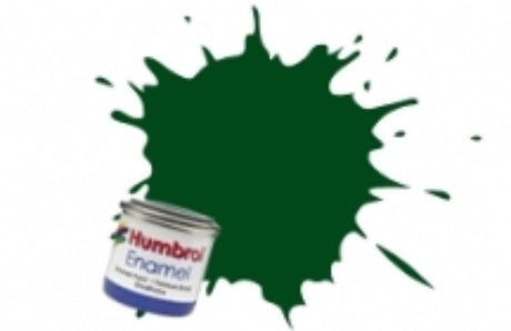 Humbrol Enamel Brunswick Green Gloss 50m paint for models, featuring vibrant color, fast-drying, and excellent coverage.