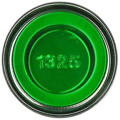 Humbrol Clear Green paint in a 14ml bottle, ideal for vibrant, glossy finishes on model kits and various surfaces.