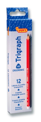 Premium Jovi Trigraph HB pencils in a triangular shape for comfortable grip, ideal for sketching and detailed art projects.