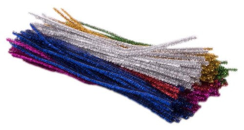 Vibrant metallic pipe cleaners, 30cm long, 150 pieces, perfect for crafts, decorations, and DIY projects for all ages.