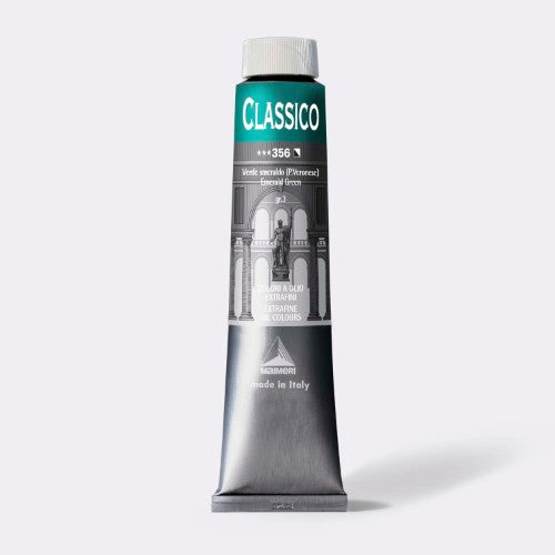 Artist Oil Paint in Emerald Green, 200ml tube with vibrant color, extra-fine pigments, and easy application for all artists.