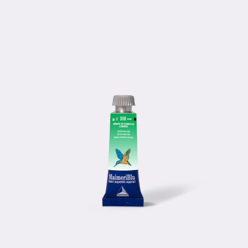 Vibrant Cobalt Green Light watercolour in 15ml tube, known for transparency, brilliance, and rich, true colors for artists.