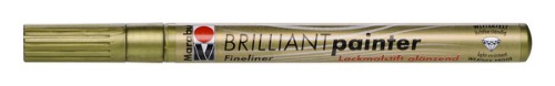 Brilliant Painter gold marker with 1-2mm tip for versatile, fast-drying artistic projects on various surfaces.