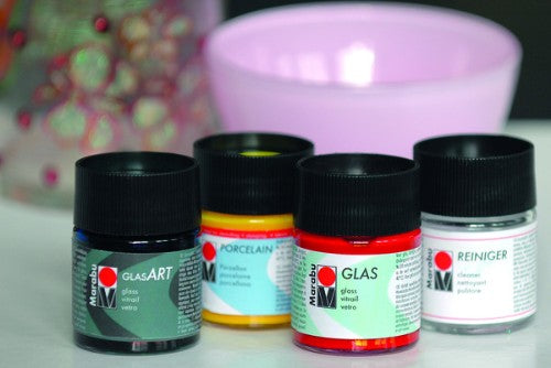 Vibrant 50ml Marabu Glasart Yellow glass paint for smooth, transparent finishes on glass, porcelain, and acrylic surfaces.
