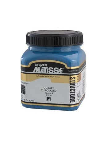 Matisse Structure Acrylic Paint 250ml in vibrant Cobalt Turquoise, ideal for textured artwork with exceptional lightfastness.