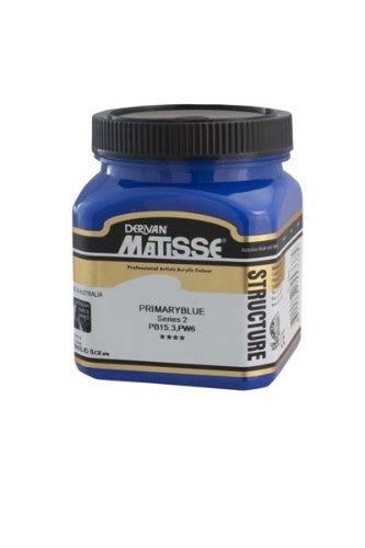 Vibrant 250ml Primary Blue acrylic paint by Matisse, ideal for textured effects and long-lasting artworks.