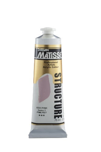 Acrylic paint tube in Ash Pink by Matisse, showcasing vibrant, lightfast pigments for textured artwork and versatile techniques.