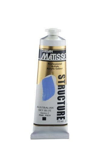 Vibrant 75ml Australian Sky Blue acrylic paint for rich impasto effects, ideal for artists seeking quality and versatility.