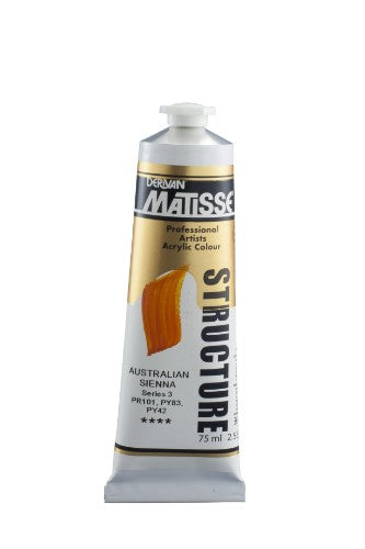 Matisse Structure 75ml Acrylic Paint in Australian Sienna S3, featuring rich color and perfect for textured techniques.