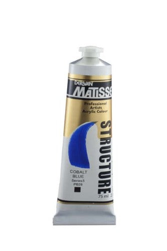 Vibrant 75ml Matisse Structure Acrylic Paint in Cobalt Blue, ideal for impasto effects and detailed artwork.