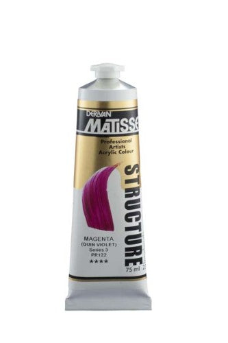 Matisse Structure Acrylic Paint in Magenta, 75ml, ideal for creating vibrant, textured artwork with excellent lightfastness.