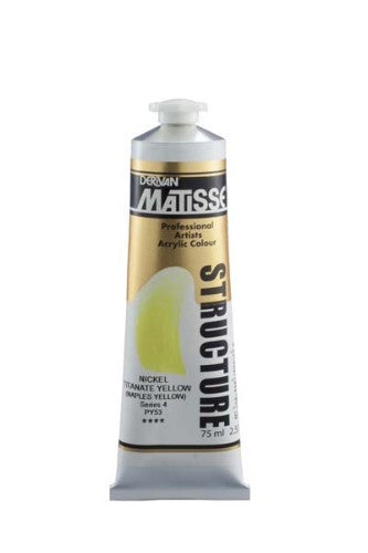 Vibrant 75ml Matisse Str Acrylic Paint in Nickel Titanate Yellow, perfect for textured effects and long-lasting finish.