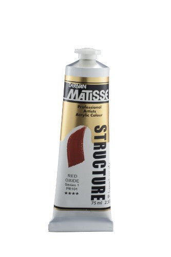 Vibrant 75ml Matisse Structure Acrylic Paint in Red Oxide S1, perfect for textured effects and archival quality artwork.