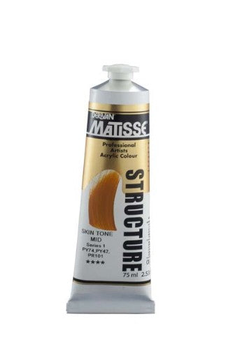 Matisse Structure 75ml Skin Tone Mid S1 acrylic paint tube showcasing rich pigment for realistic skin tones and versatile texture.