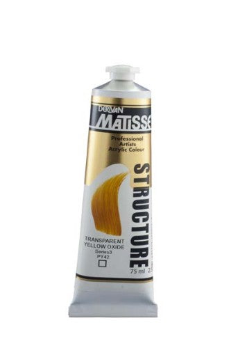 Matisse Structure Acrylic Paint in Transparent Yellow Oxide, 75ml - vibrant, high-quality paint for versatile artistic expression.