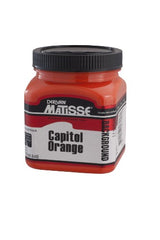 Vibrant 250ml Matisse acrylic paint in Capitol Orange, perfect for versatile surfaces and creative projects.