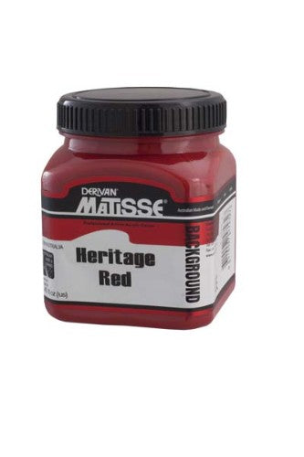 Vibrant Matisse Background 250ml Heritage Red acrylic paint, ideal for multiple surfaces, dries to a stunning matt-velvet finish.