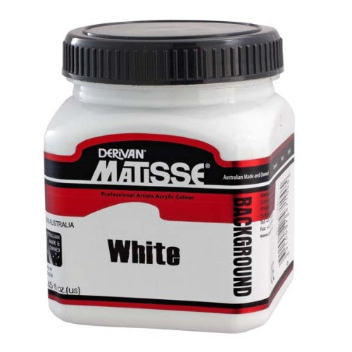 Matisse Background 250ml White Acrylic Paint, ideal for versatile coverage, quick-drying, and enhancing artistic projects.