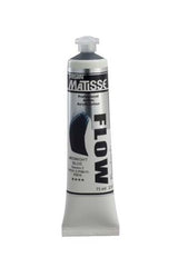 A 75ml tube of Matisse Flow acrylic paint in Midnight Blue S2, designed for smooth application and vibrant artwork.