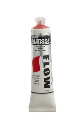 Matisse Flow Acrylic Paint in Matisse Red Lt, 75ml, offers smooth textures and rich colors for versatile artistic applications.