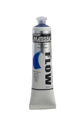 Vibrant Matisse Flow Phthalo Blue acrylic paint in 75ml, ideal for fluid art techniques and versatile applications.