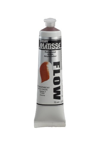 Acrylic paint tube in Trans Red Oxide 75ml, designed for smooth application and versatile artistic techniques.