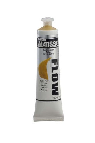 Vibrant 75ml Trans Yellow Ox S3 acrylic paint by Matisse, ideal for free-flowing brushstrokes and versatile artistic techniques.