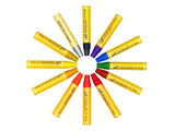 Vibrant Yellow Ochre oil pastel sticks ideal for layered artwork, offering smooth texture and non-toxic quality for artists.