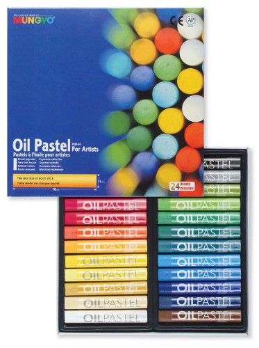 Vibrant 24-color oil pastel set for artists, perfect for smooth blending on paper, canvas, and wood.