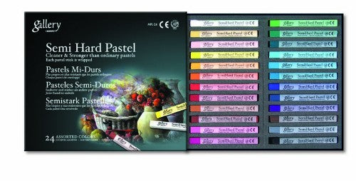 "Vibrant Artist Pastel Set with 24 semi-hard pastels for color sketches, detailed drawings, and smooth blending."