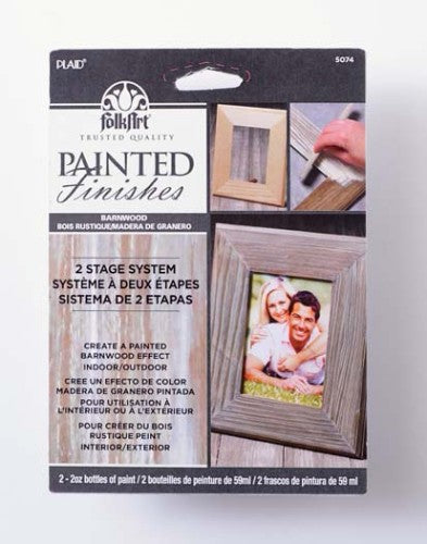 Rustic Plaid Painted Finishes Barnwood kit ideal for creating vintage decor on various surfaces, safe and easy for DIY projects.