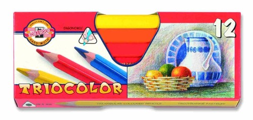 Triangular tricolour pencils in vibrant hues, perfect for artists and students, enhancing creative expression and comfort.