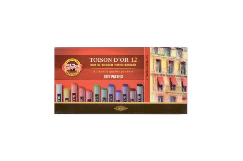 Set of 12 Toison Dor soft pastels, featuring vibrant pigments and smooth texture for artists of all skill levels.