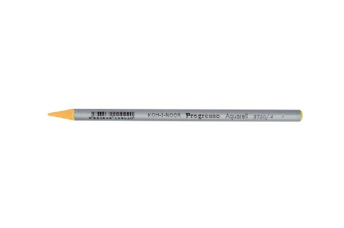 "Pack of 12 Progresso Aquarelle Yellow Dk pencils, ideal for vibrant watercolor art with high-density lead and hexagonal grip."